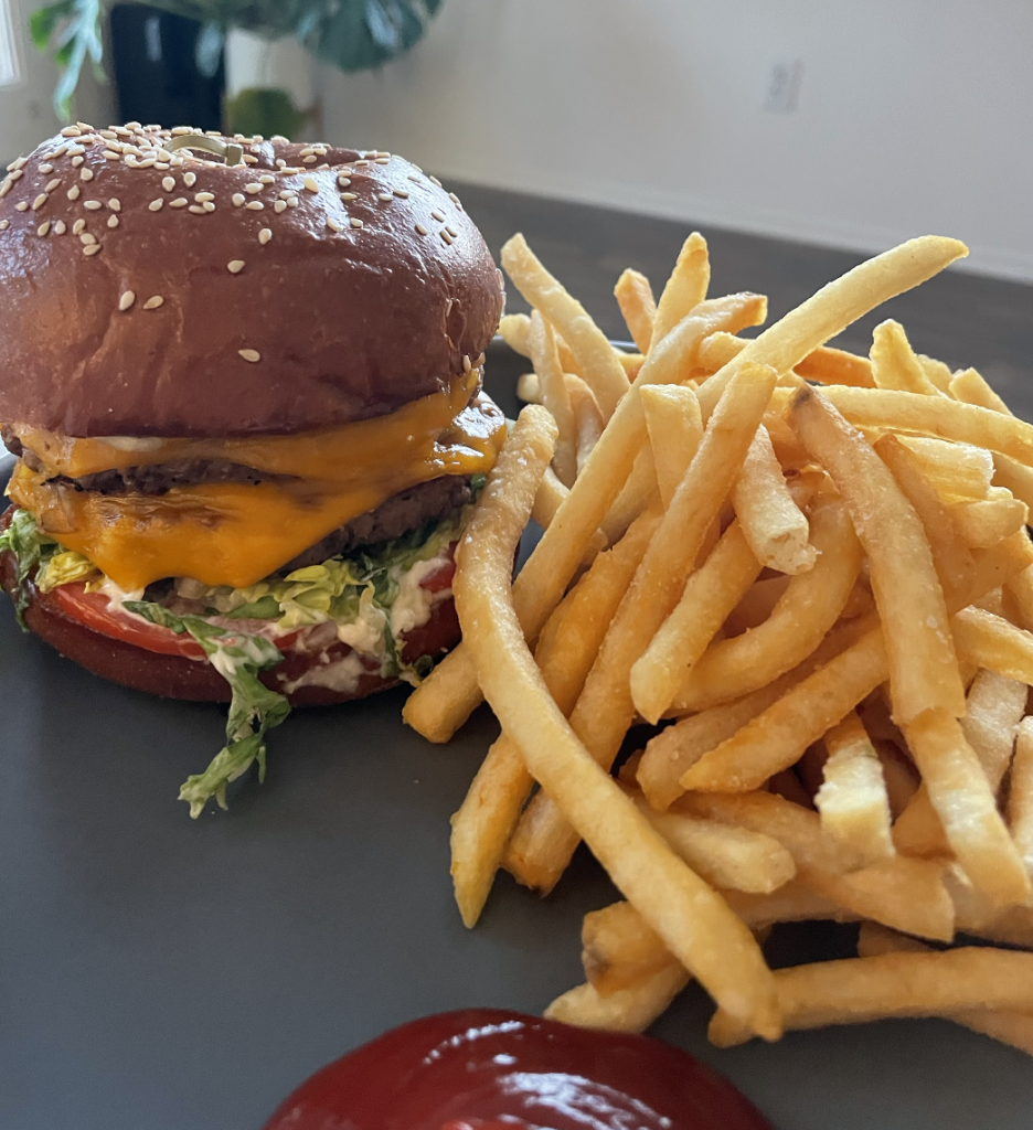 Margo's Vegan Burger with Plant-Based Cheese in Santa Monica (LA)